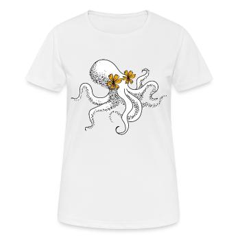 Krake - Frauen T-Shirt atmungsaktiv - Weiß - Vorne - AI Model Female 172 dark (172cm)