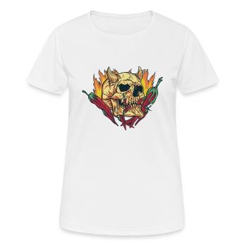 Hot Sauce Chili Sauce Chilli Skull Gift - Women's Breathable T-Shirt - white - Front - AI Model Female 172 dark (172cm)