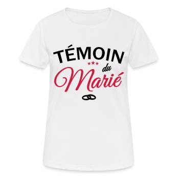 Témoin du marié - T-shirt respirant Femme - blanc - Devant - AI Model Female 172 dark (172cm)