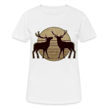 Hirsch - Frauen T-Shirt atmungsaktiv - Weiß - Vorne - AI Model Female 172 dark (172cm)
