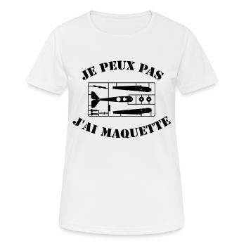 Je peux pas, J'ai maquette. Noir. Cadeau hobby - T-shirt respirant Femme - blanc - Devant - AI Model Female 172 dark (172cm)