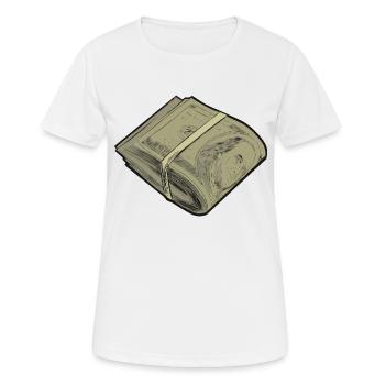 Dollar roll currency bundle design - Women's Breathable T-Shirt - white - Front - AI Model Female 172 dark (172cm)
