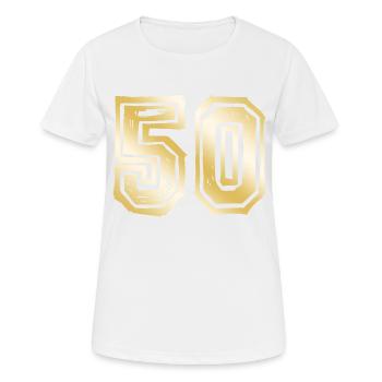 50 Nombre d’or - T-shirt respirant Femme - blanc - Devant - AI Model Female 172 dark (172cm)