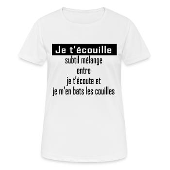 Je t écouille - T-shirt respirant Femme - blanc - Devant - AI Model Female 172 dark (172cm)