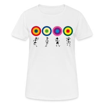 danse bonhomme allumette dessin graffiti joyeux - T-shirt respirant Femme - blanc - Devant - AI Model Female 172 dark (172cm)