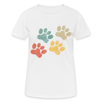 Haustier Pfote retro Tatze katze Hund - Frauen T-Shirt atmungsaktiv - Weiß - Vorne - AI Model Female 172 dark (172cm)