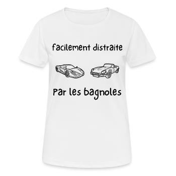 facilement distraite par les bagnoles - T-shirt respirant Femme - blanc - Devant - AI Model Female 172 dark (172cm)