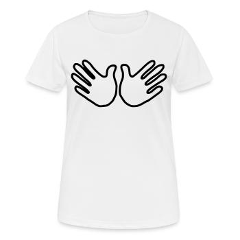 Emoji Hand Open Sketch Noir - T-shirt respirant Femme - blanc - Devant - AI Model Female 172 dark (172cm)