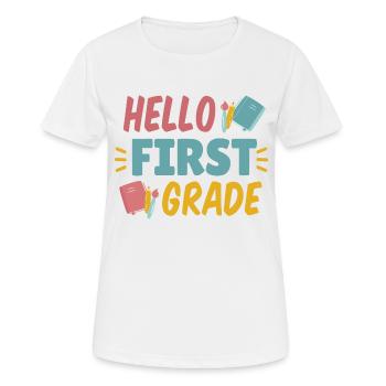 Hallo Erstklässler Hallo Erstklässler Geschenkinsp - Frauen T-Shirt atmungsaktiv - Weiß - Vorne - AI Model Female 172 dark (172cm)