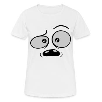 Skeptical confused comic face - Women's Breathable T-Shirt - white - Front - AI Model Female 172 dark (172cm)