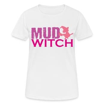 Muddy run shirt mud witch obstacle race ocr Team - Frauen T-Shirt atmungsaktiv - Weiß - Vorne - AI Model Female 172 dark (172cm)