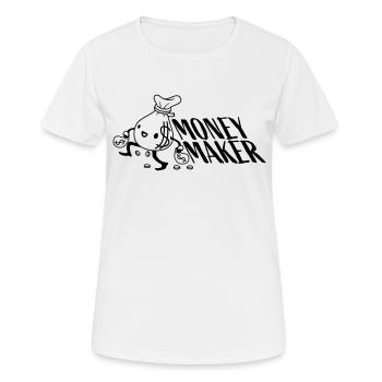 Money Maker gehender Geldsack - Frauen T-Shirt atmungsaktiv - Weiß - Vorne - AI Model Female 172 dark (172cm)
