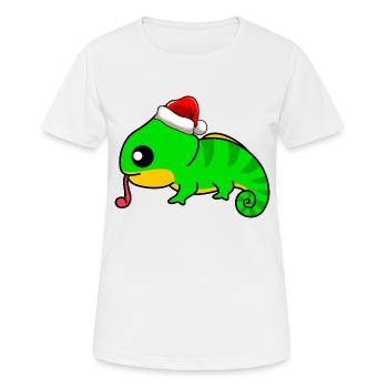 Caméléon Comic Christmas - T-shirt respirant Femme - blanc - Devant - AI Model Female 172 dark (172cm)