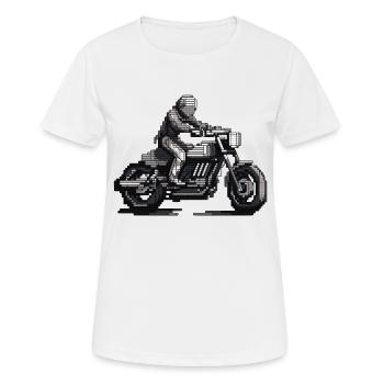 Un motocycliste assis sur sa moto en 8 bits - T-shirt respirant Femme - blanc - Devant - AI Model Female 172 dark (172cm)