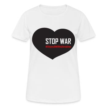 Schwarzes Herz - stopp den Krieg #StandWithUkraine - Frauen T-Shirt atmungsaktiv - Weiß - Vorne - AI Model Female 172 dark (172cm)