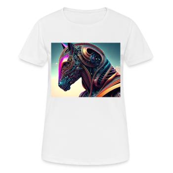 Mechanischer Pferdekopf - Frauen T-Shirt atmungsaktiv - Weiß - Vorne - AI Model Female 172 dark (172cm)