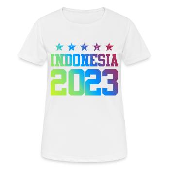 Indonesia 2023 - Frauen T-Shirt atmungsaktiv - Weiß - Vorne - AI Model Female 172 dark (172cm)