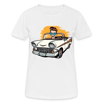 Clément in a convertible - Women's Breathable T-Shirt - white - Front - AI Model Female 172 dark (172cm)