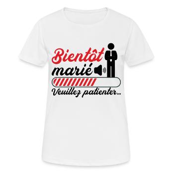Bald heiraten Bitte warten - Frauen T-Shirt atmungsaktiv - Weiß - Vorne - AI Model Female 172 dark (172cm)