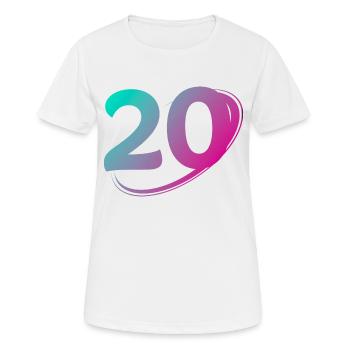 Nummer 20 mehrfarbig - Frauen T-Shirt atmungsaktiv - Weiß - Vorne - AI Model Female 172 dark (172cm)