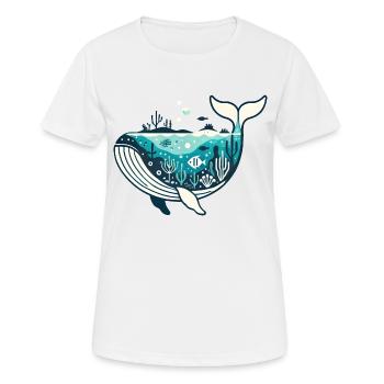 Wal - Frauen T-Shirt atmungsaktiv - Weiß - Vorne - AI Model Female 172 dark (172cm)