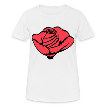 Hübsche Schöne Rose Blüte Blatt Röschen Romantisch - Frauen T-Shirt atmungsaktiv - Weiß - Vorne - AI Model Female 172 dark (172cm)
