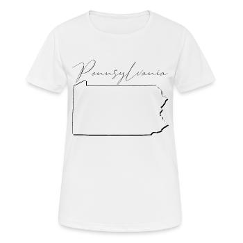 Pennsylvania State Landkarte als Umriss PA - Frauen T-Shirt atmungsaktiv - Weiß - Vorne - AI Model Female 172 dark (172cm)
