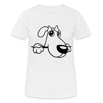 Dog Behind Wall Pretty Lady Bow Female - Women's Breathable T-Shirt - white - Front - AI Model Female 172 dark (172cm)