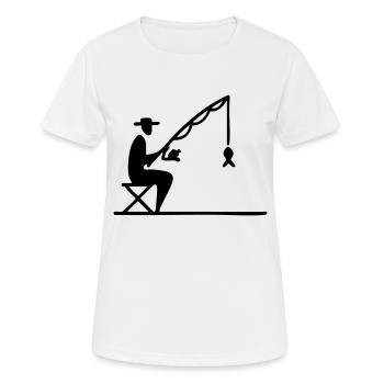 Angler with route and fish - Women's Breathable T-Shirt - white - Front - AI Model Female 172 dark (172cm)