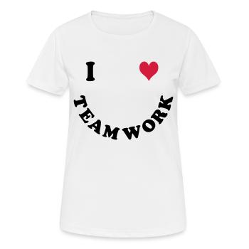 Ich liebe Teamwork - Frauen T-Shirt atmungsaktiv - Weiß - Vorne - AI Model Female 172 dark (172cm)