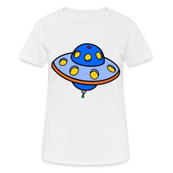 Alien fliegende Untertasse - Frauen T-Shirt atmungsaktiv - Weiß - Vorne - AI Model Female 172 dark (172cm)