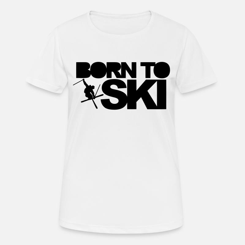 Born To Ski - Frauen T-Shirt atmungsaktiv - Weiß