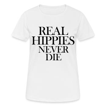 real hippies never die - T-shirt respirant Femme - blanc - Devant - AI Model Female 172 dark (172cm)