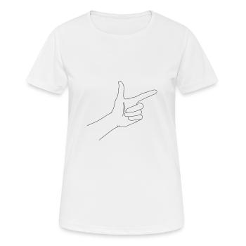 Geste de main Dessinés minimaliste Montrer - T-shirt respirant Femme - blanc - Devant - AI Model Female 172 dark (172cm)