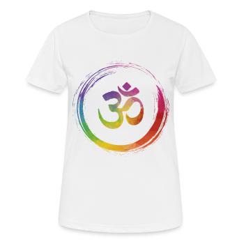 Yoga colorful Chakra OM - Frauen T-Shirt atmungsaktiv - Weiß - Vorne - AI Model Female 172 dark (172cm)