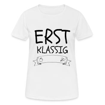 Einschulung - Frauen T-Shirt atmungsaktiv - Weiß - Vorne - AI Model Female 172 dark (172cm)