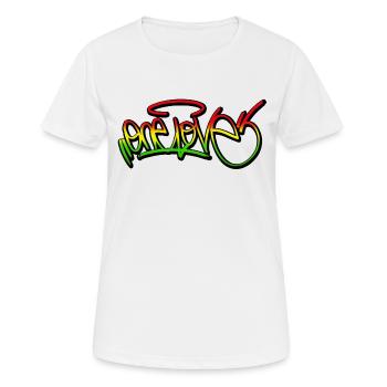 one love graffiti reggae rasta geschenk maske - Frauen T-Shirt atmungsaktiv - Weiß - Vorne - AI Model Female 172 dark (172cm)