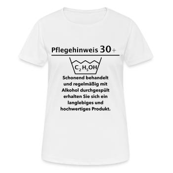 Care instructions 30 - 30th birthday - Women's Breathable T-Shirt - white - Front - AI Model Female 172 dark (172cm)