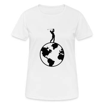 Golf Golfer Golfplatz Golfspieler Weltkugel - Frauen T-Shirt atmungsaktiv - Weiß - Vorne - AI Model Female 172 dark (172cm)