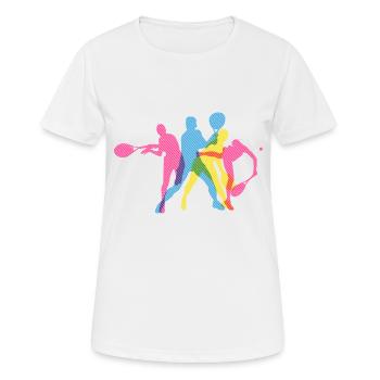 Tennis Tennisspieler Tennisplatz - Frauen T-Shirt atmungsaktiv - Weiß - Vorne - AI Model Female 172 dark (172cm)