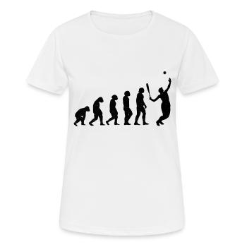 Tennis Tennisspieler Tennisplatz Evolution - Frauen T-Shirt atmungsaktiv - Weiß - Vorne - AI Model Female 172 dark (172cm)