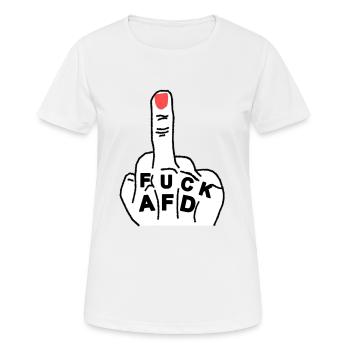 FUCK AFD - Frauen T-Shirt atmungsaktiv - Weiß - Vorne - AI Model Female 172 dark (172cm)