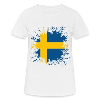 Sweden flag color splashes - Women's Breathable T-Shirt - white - Front - AI Model Female 172 dark (172cm)