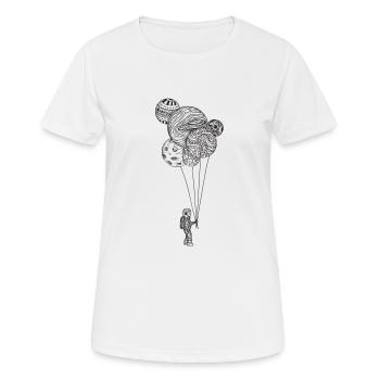 Astronaut Ballon - Frauen T-Shirt atmungsaktiv - Weiß - Vorne - AI Model Female 172 dark (172cm)
