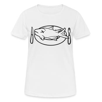 cool teller gabel messer cool fisch schwimmen tauc - Frauen T-Shirt atmungsaktiv - Weiß - Vorne - AI Model Female 172 dark (172cm)