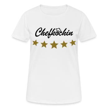 Chefköchin Köchin Kochmütze Chef koch Chefkoch - Frauen T-Shirt atmungsaktiv - Weiß - Vorne - AI Model Female 172 dark (172cm)