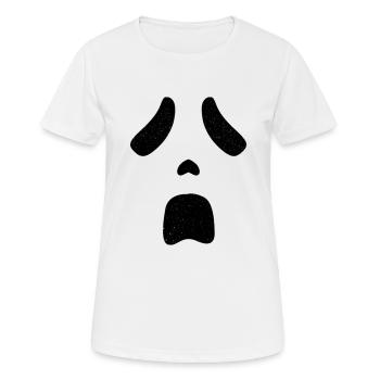 Halloween Geist Schrei Gesicht - Frauen T-Shirt atmungsaktiv - Weiß - Vorne - AI Model Female 172 dark (172cm)