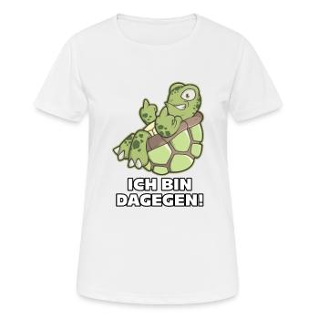 Schildkröte Mittelfinger ICH BIN DAGEGEN - Frauen T-Shirt atmungsaktiv - Weiß - Vorne - AI Model Female 172 dark (172cm)