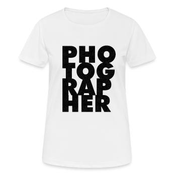 Photographer taking photos photo shoot photography - Women's Breathable T-Shirt - white - Front - AI Model Female 172 dark (172cm)