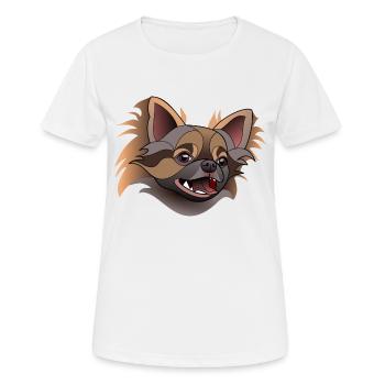 Chihuahua poil long - T-shirt respirant Femme - blanc - Devant - AI Model Female 172 dark (172cm)